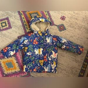 Mini Boden Blue Floral Puffer Jacket